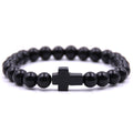 Natural Stone Cross Beaded Bracelet
