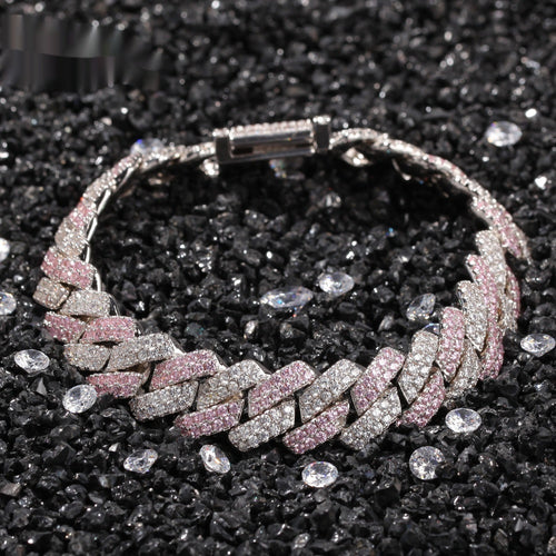 Fashion Silver Color Matching Bar Cuban Link Chain Bracelet