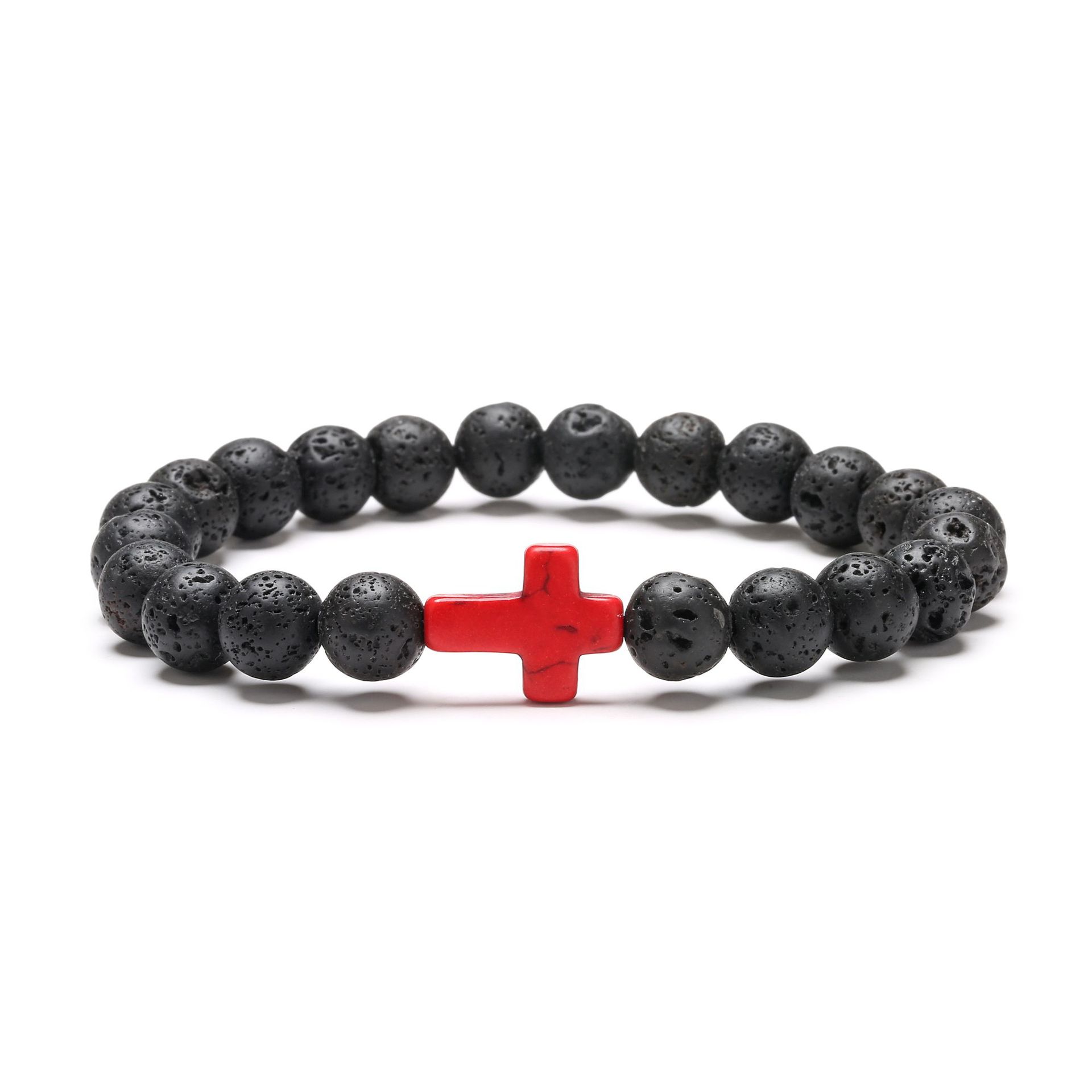 Natural Stone Cross Beaded Bracelet
